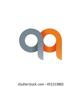 initial letter qq modern linked circle round lowercase logo orange gray
