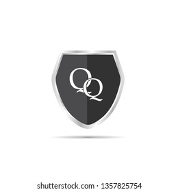 initial letter QQ silver shield shapelogo vector 