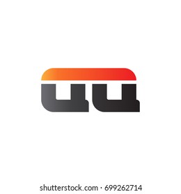 Initial letter QQ, straight linked line bold logo, gradient fire red black colors