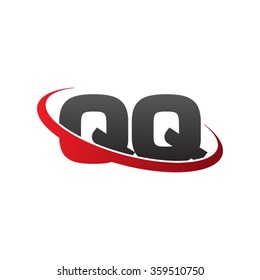 initial letter QQ swoosh ring company logo red black