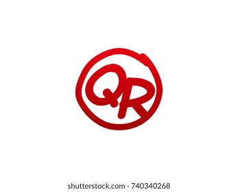 The initial letter QR handwritten logo