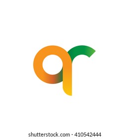 initial letter qr linked round lowercase logo orange green