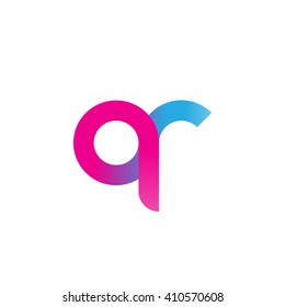 initial letter qr linked round lowercase logo pink blue purple