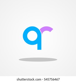 Initial letter QR lowercase logo design template blue sea purple