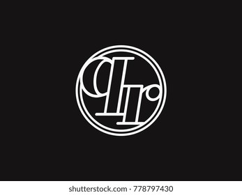 Initial letter qr lowercase outline inside the circle logo template white on black background