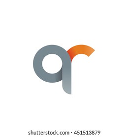 initial letter qr modern linked circle round lowercase logo orange gray