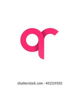 initial letter qr modern linked circle round lowercase logo pink