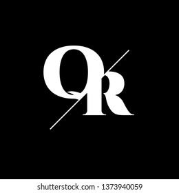 Initial Letter QR Monogram Sliced. Logo template isolated on black background