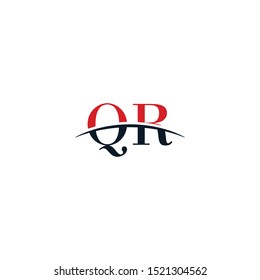 Initial letter QR, overlapping movement swoosh horizon logo company, logo symbol,logo design initial inspiration in red and dark blue color vector