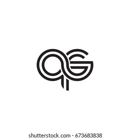 Initial letter qs, linked outline rounded lowercase, monogram black