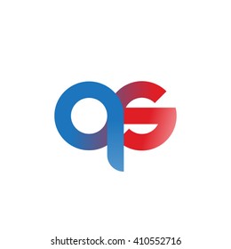 initial letter qs linked round lowercase logo blue red