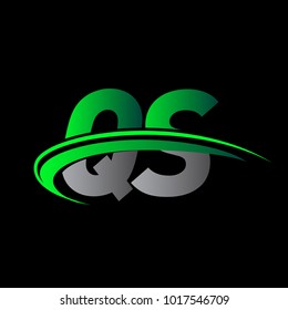 initial letter QS logotype company name colored green and black swoosh design. vector logo for business and company identity.