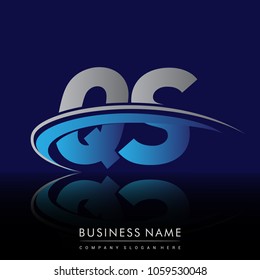 initial letter QS logotype company name colored blue and grey swoosh design. vector logo for business and company identity.