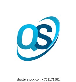 initial letter QS logotype company name colored blue swoosh design concept. vector logo for business and company identity.