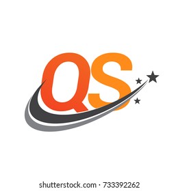 initial letter QS logotype company name colored orange and grey swoosh star design. vector logo for business and company identity.