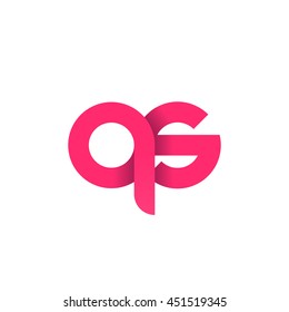 initial letter qs modern linked circle round lowercase logo pink