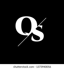 Initial Letter QS Monogram Sliced. Logo template isolated on black background