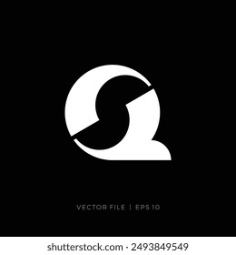 Initial letter QS SQ yin yang shape logo