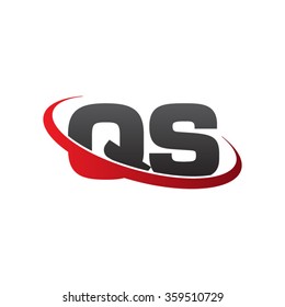 initial letter QS swoosh ring company logo red black