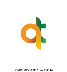 initial letter qt linked round lowercase logo orange green