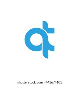 initial letter qt linked round lowercase logo blue