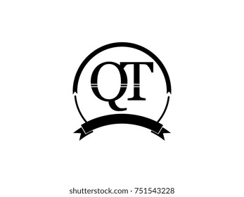 initial letter QT logo monogram retro black
