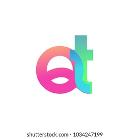 Initial Letter QT Lowercase Logo green, pink and Blue, Modern and Simple Logo Design.