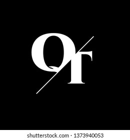Initial Letter QT Monogram Sliced. Logo template isolated on black background