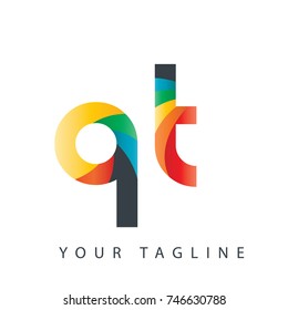 Initial Letter QT Rounded Design Logo