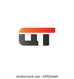 Initial letter QT, straight linked line bold logo, gradient fire red black colors