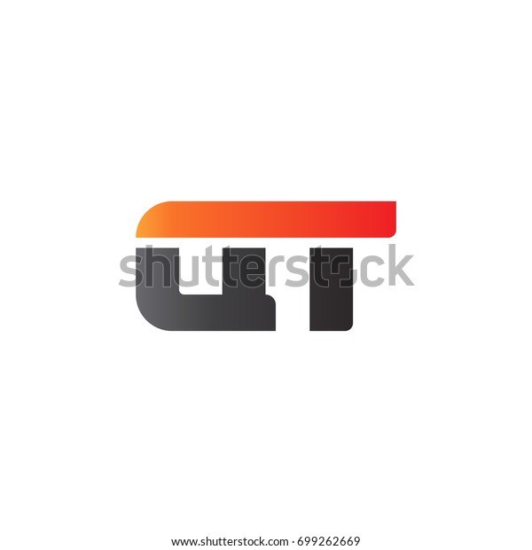 Initial letter QT, straight linked line bold logo,\
gradient fire red black\
colors