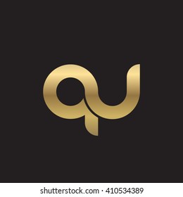 initial letter qu linked round lowercase logo gold black background