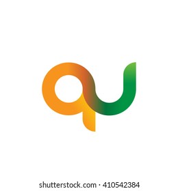 initial letter qu linked round lowercase logo orange green