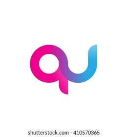 initial letter qu linked round lowercase logo pink blue purple