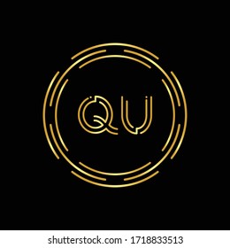 Initial Letter QU Logo Design Vector Template. Digital Abstract Circle QU Letter Logo Design