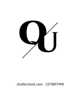 Initial Letter QU Monogram Sliced. Logo template isolated on white background