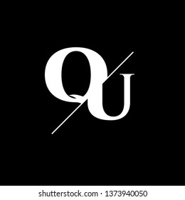 Initial Letter QU Monogram Sliced. Logo template isolated on black background