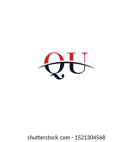 Initial letter QU, overlapping movement swoosh horizon logo company, logo symbol,logo design initial inspiration in red and dark blue color vector