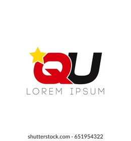 Initial letter qu yellow star logo red black