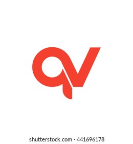 initial letter qv linked round lowercase logo red