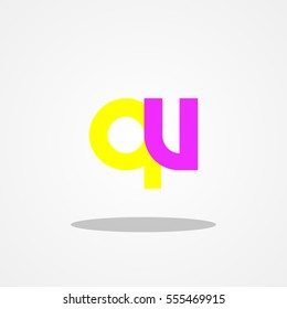 Initial letter QV lowercase logo design template yellow violet