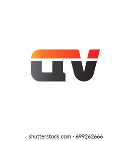 Initial letter QV, straight linked line bold logo, gradient fire red black colors
