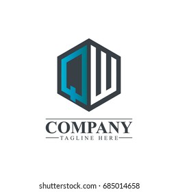 Initial Letter QW Hexagonal Design Logo