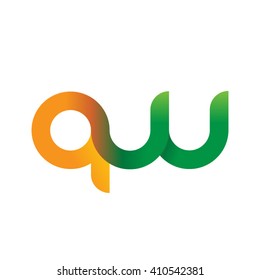 initial letter qw linked round lowercase logo orange green