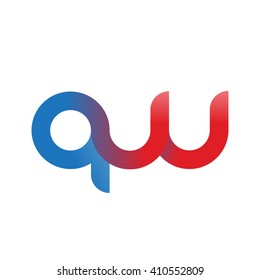 initial letter qw linked round lowercase logo blue red