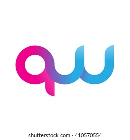 initial letter qw linked round lowercase logo pink blue purple