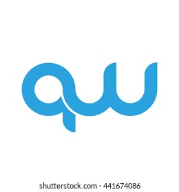 initial letter qw linked round lowercase logo blue