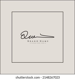 Initial Letter QW Logo - Hand Drawn Signature Logo