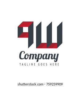 Initial Letter QW Logo With Ribbon Style