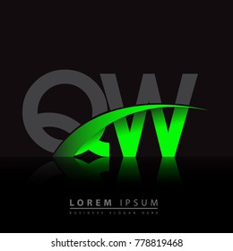 initial letter QW logotype company name colored green and black swoosh design. vector logo for business and company identity.
